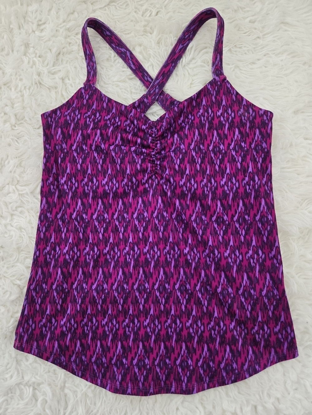 Marmot active tank top cross-back ikat print. Size small.